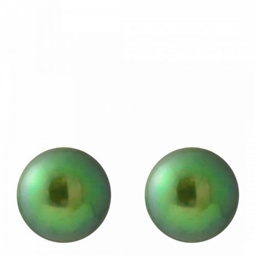 Malachite Green Pearl Earrings 8-9mm