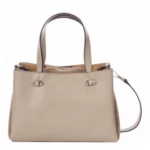 Taupe Leather Top Handle Bag