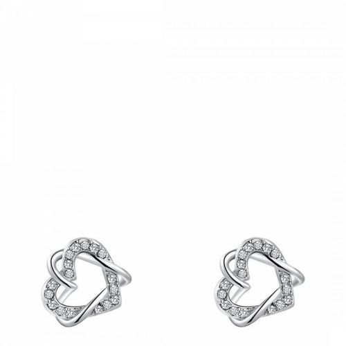Platinum Plated Double Heart Earrings