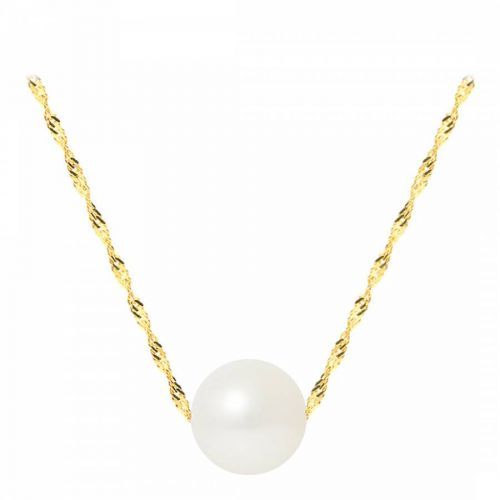 White/ Yellow Gold Real Cultured Freshwater Pearl Necklace