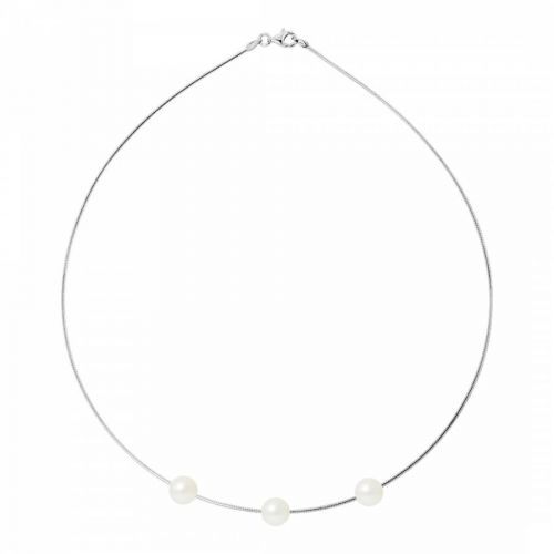Natural White Silver Freshwater Pearl Necklace