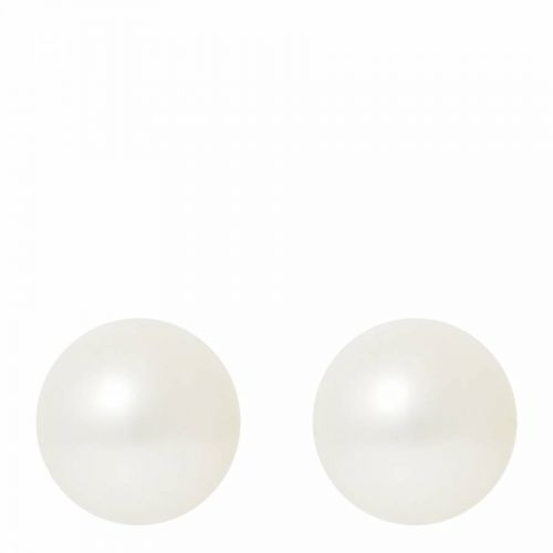 Yellow Gold/White Button Pearl Earrings 8-9mm
