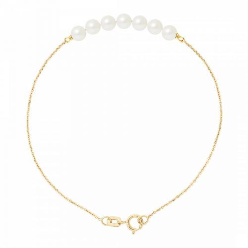 Yellow Gold/White Tahitian Stle Real Cultured Freshwater Pearls Bracelet
