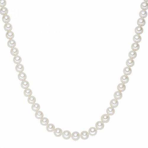 White Sterling Silver Fresh Water Cultured Pearl Necklace