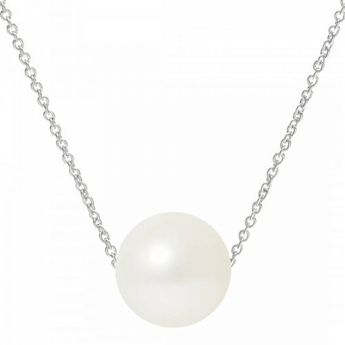 Natural White /Silver Freshwater Pearl Necklace 9-10mm