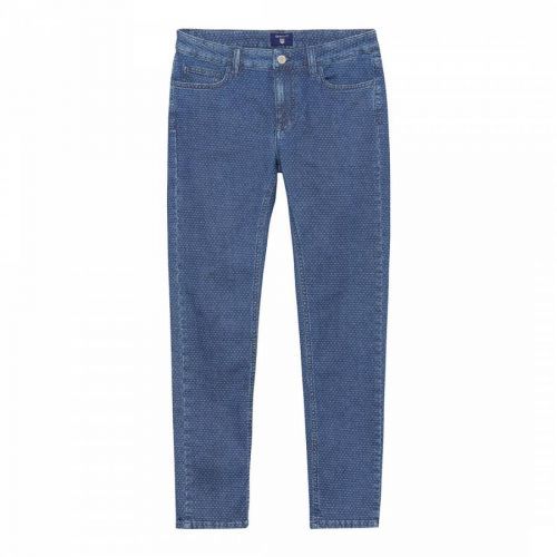 Blue Cropped Slim Stretch Jeans