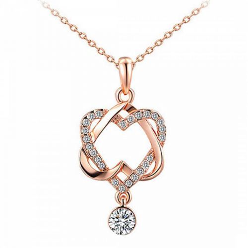Rose Gold Plated Double Heart Necklace