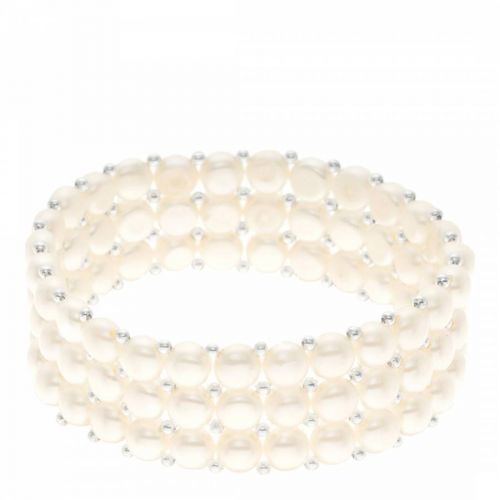 White Row Of 3 Pearl Bracelet