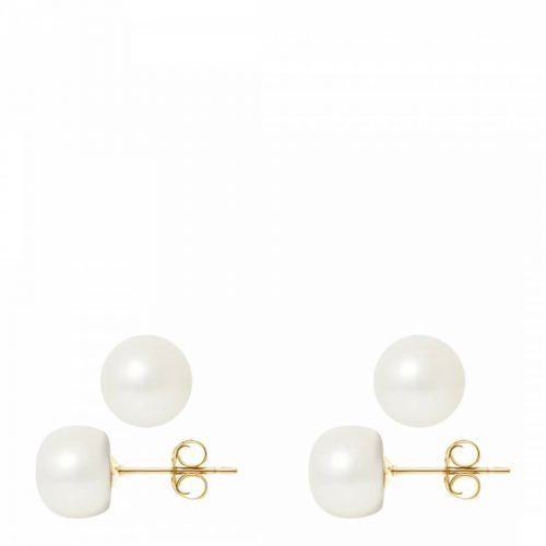 Natural White Yellow Pearl Earrings 9-10mm