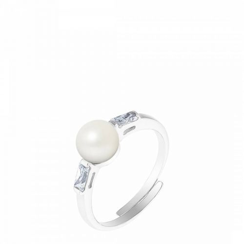 Natural White Silver Freshwater Pearl Ring