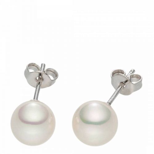 White Pearl Stud Earrings