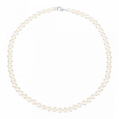 White Row Of Pearls Necklace