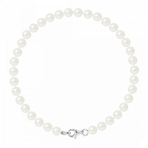 Natural White Silver Freshwater Pearl Bracelet 9-10mm