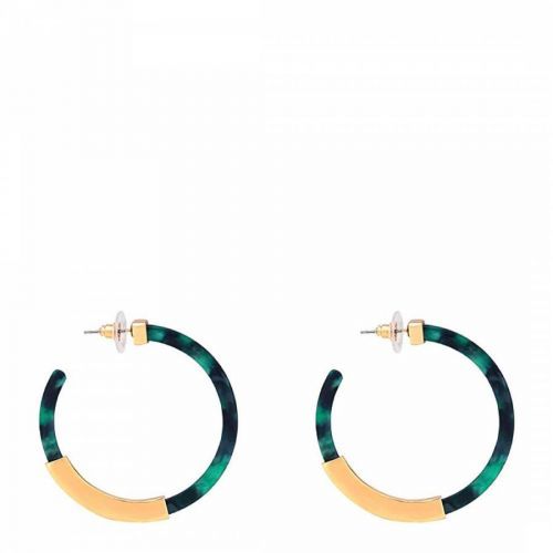 18K Gold Plated Green Shell Hoop Earrings