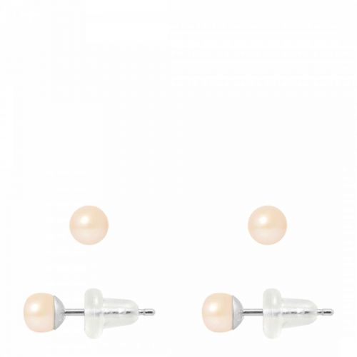 Natural Pink White Gold Freshwater Pearl Earrings