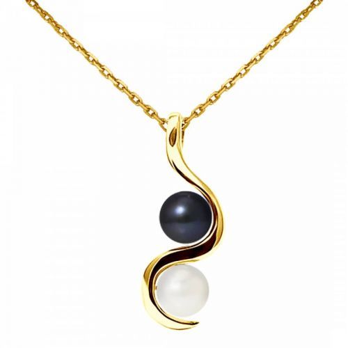 Natural White/Black Tahitian Style Yellow Gold Pendant