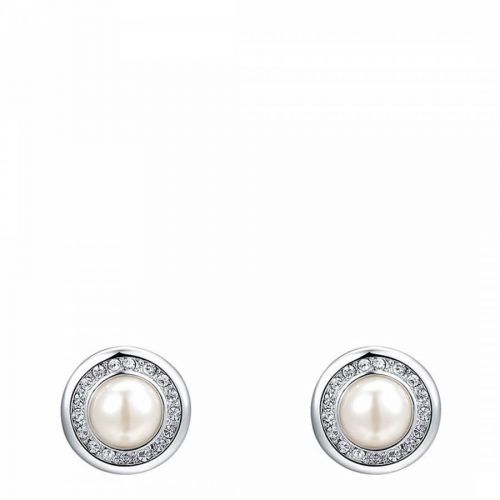 Silver Pearl Earrings with Swarovski Crystals