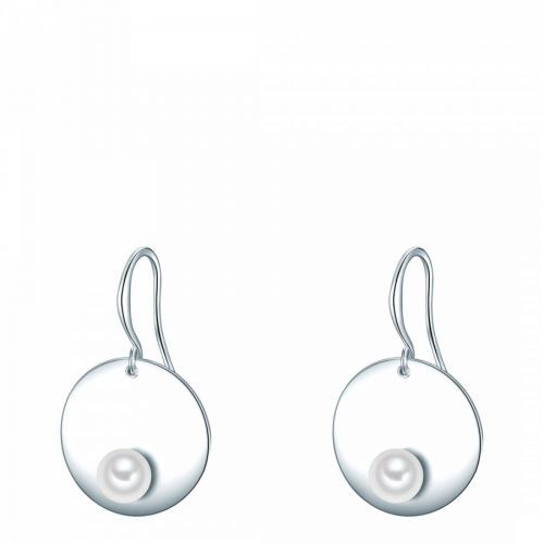 Silver Organic Shell Pearl Drop Earrings 6mm