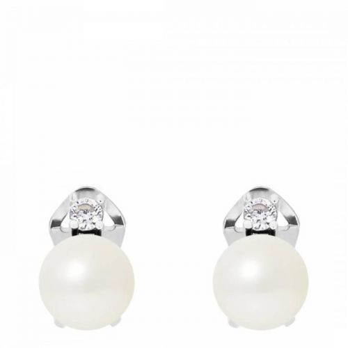 White Pearl Clip Earrings