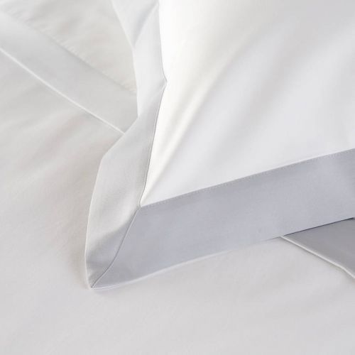 800TC Wide Border Pair of Oxford Pillowcases Ice Grey/White