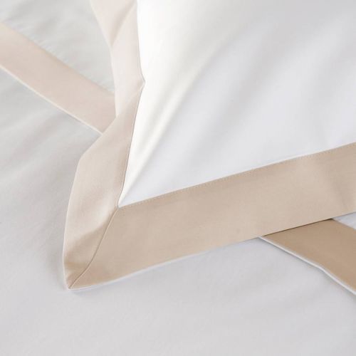 800TC Wide Border Pair of Oxford Pillowcases Flax/White