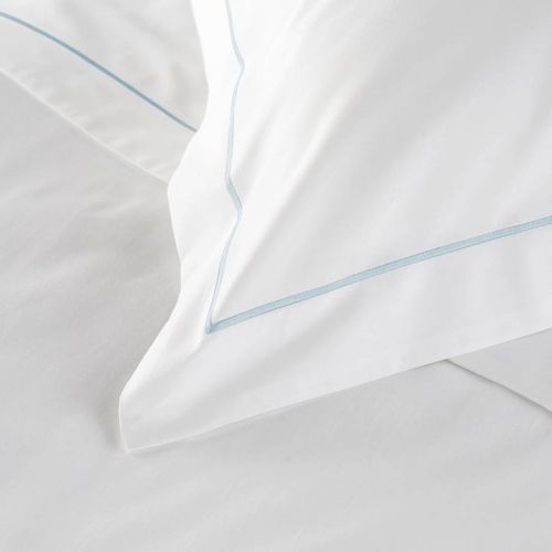 800TC Single Row Cord Pair of Housewife Pillowcases Duck Egg/White