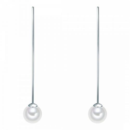White/Silver Organic Pearl Drop Earrings 8mm