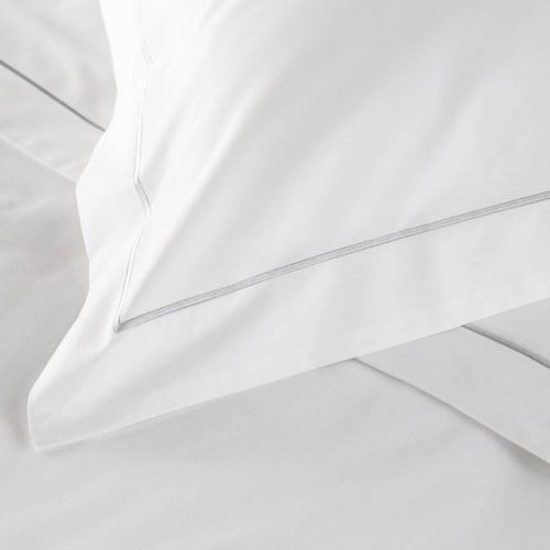 800TC Single Row Cord Pair of Housewife Pillowcases Ice Grey/White