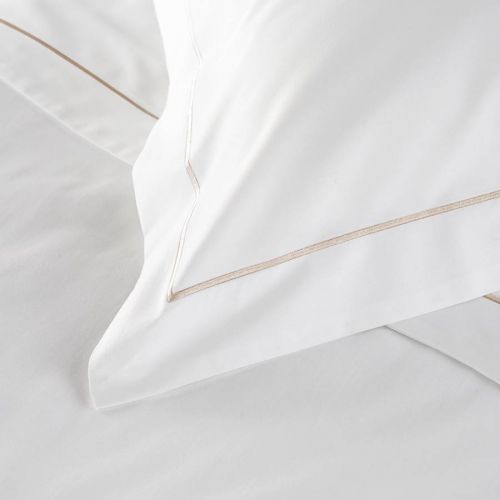 800TC Single Row Cord Pair of Oxford Pillowcases Flax/White