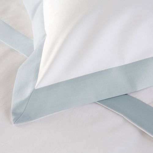 800TC Wide Border Pair of Housewife Pillowcases Duck Egg/White