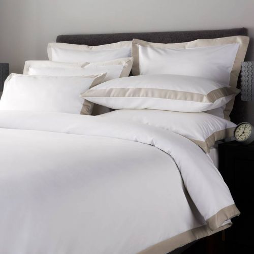 800TC Wide Border Double Duvet Cover Flax/White