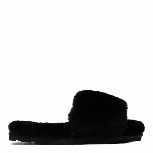 Black Shearling Vamp Slide Slippers