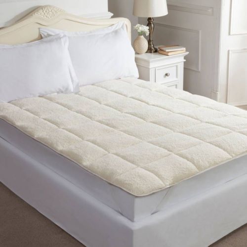 Teddy Bear Fleece Double Mattress Topper Cream