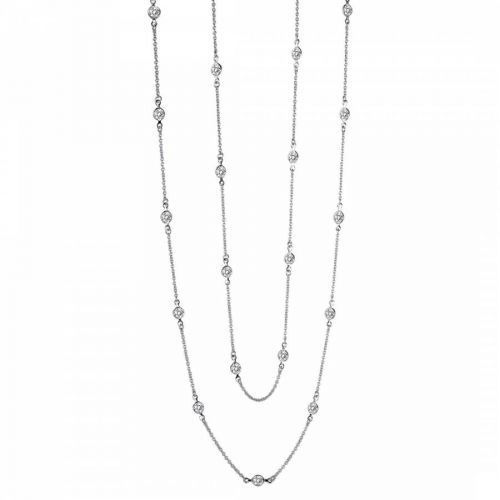 Silver Plated Station Zirconia Necklace