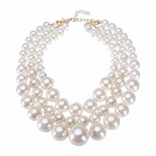 18K Gold Plated Multi Strand Pearl Necklace