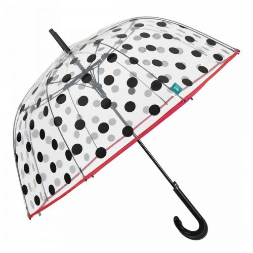 Transparent / Black Polka Dot Birdcage Umbrella