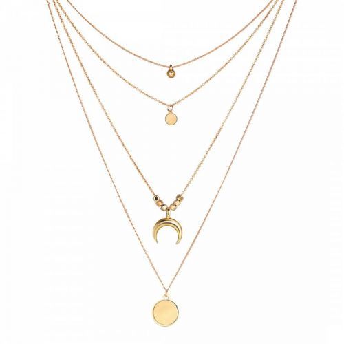 18K Gold Plated Multi Strand Layer Disc Necklace