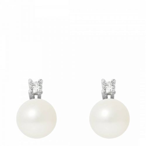 Silver Earrings with Natural Freshwater Pearls 9 mm