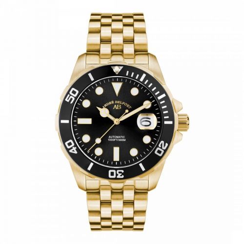 Men's Gold Sapphire Crystal Stainless Steel Watch