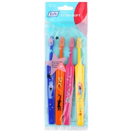 TePe Kids Extra Soft Toothbrushes for Kids, 4pcs Colour Options 4 pc