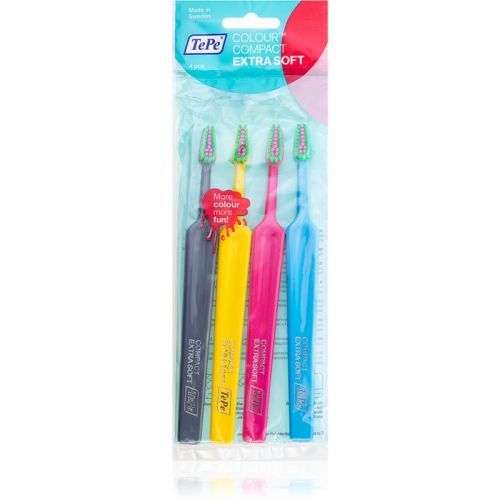 TePe Colour Compact Toothbrush Extra Soft 4 pc