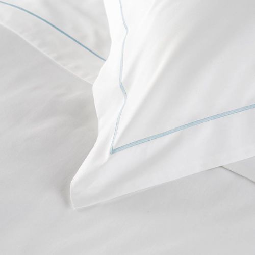 800TC Single Row Cord Pair of Oxford Pillowcases Duck Egg/White