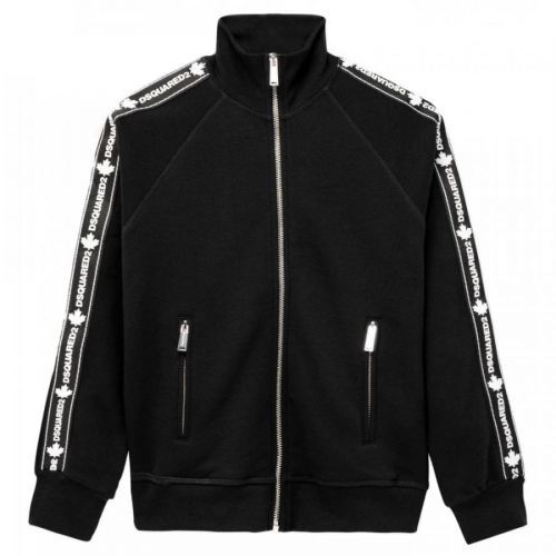 Dsquared2 Taped Sleeves Zip Top Colour: BLACK, Size: 8 YEARS
