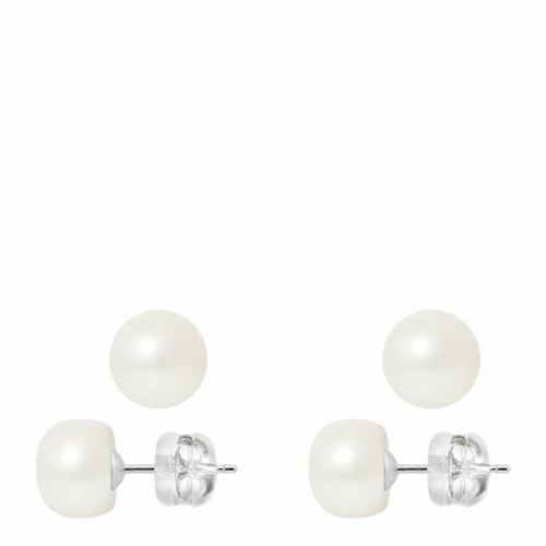Natural White/White Gold Freshwater Pearl Earrings