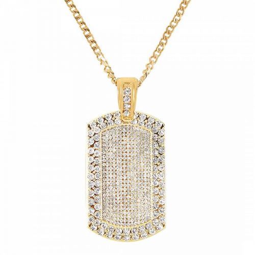 18K Gold Plated CZ Tag Necklace