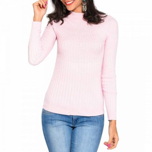 Pink Cashmere Blend High Neck Jumper