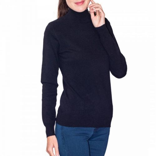 Black Cashmere Blend High Neck Jumper