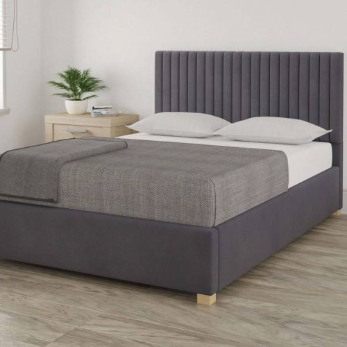 Piccadilly Plush Velvet Upholstered Ottoman Bed - Kingsize (5') - Steel