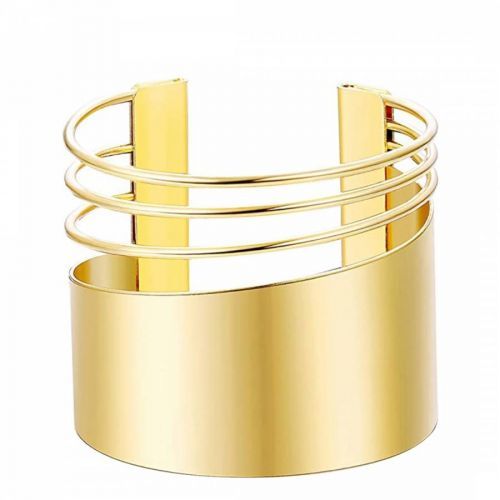 18K Gold Plated Polished Wide Cuff Bangle