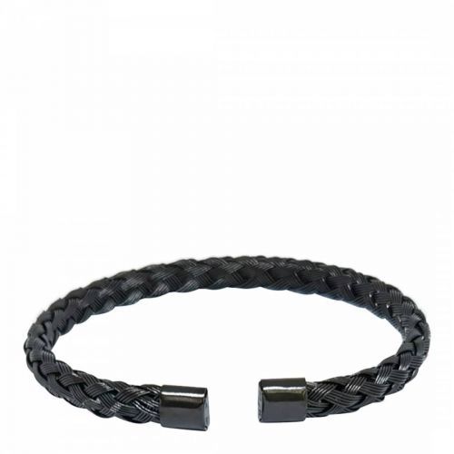 Black Plated Woven Cuff Bangle